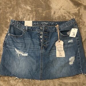 Vintage Vanilla Star Distressed Denim Mini Skirt